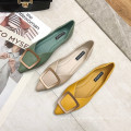 2019 new arrival women high quality ballet flats wholesale custom modern design women rubber leather flat shoes with ring buckle